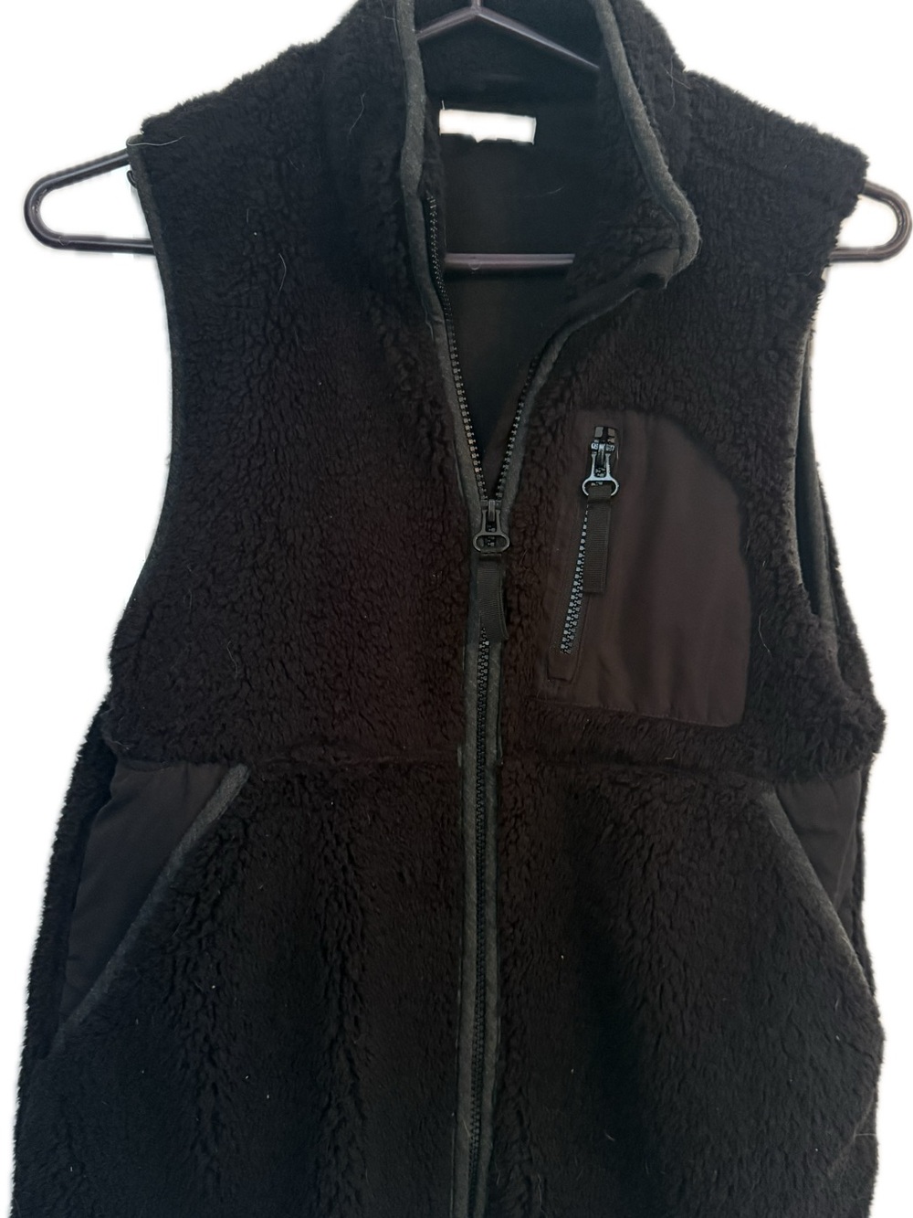 Women’s Black Sherpa Fleece Vest - Cozy Zip Front